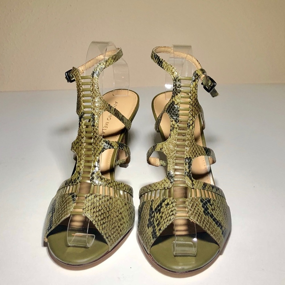 New Antonio Melani Green Snake Sandals Size 9.5 - Picture 2 of 7